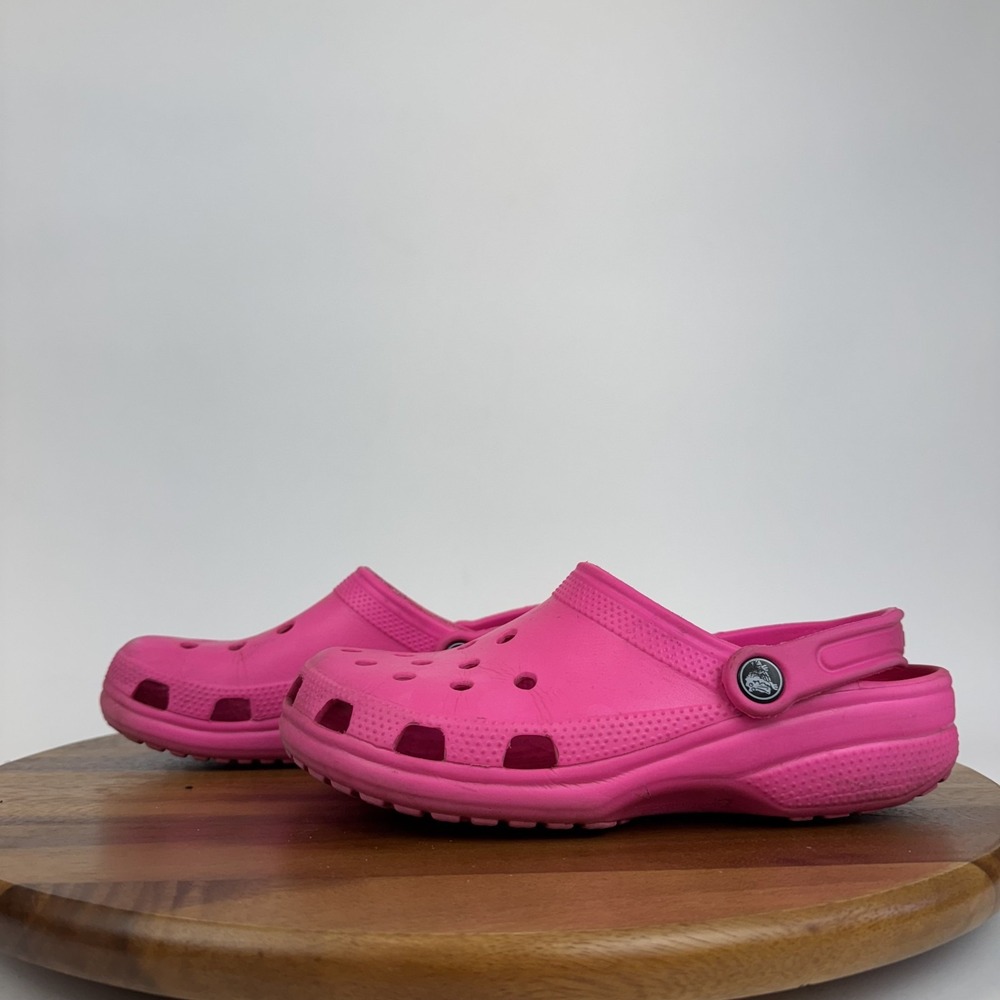 Womens Crocs Classic Pink Casual Comfort Slip On Slingback Clogs‎ Size 8 M GUC